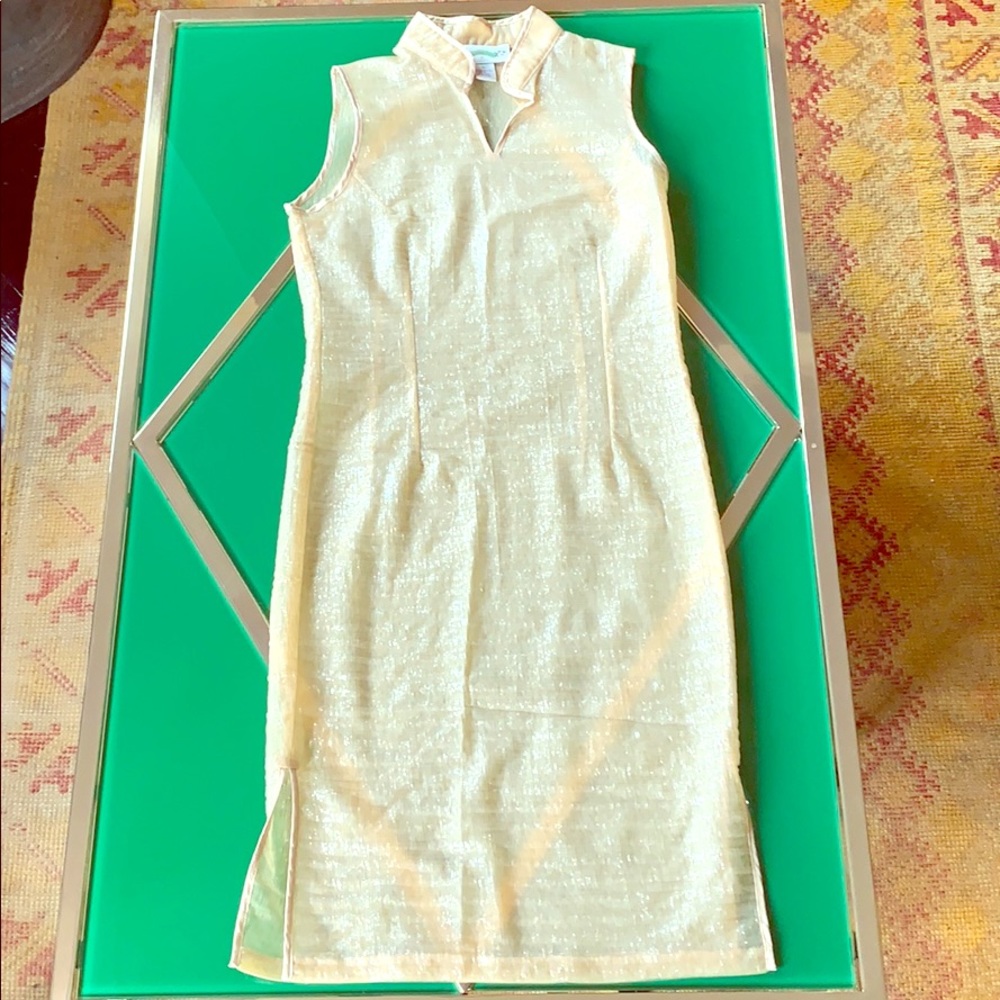 Sheer gold Shanghai Tang Cheongsam dress